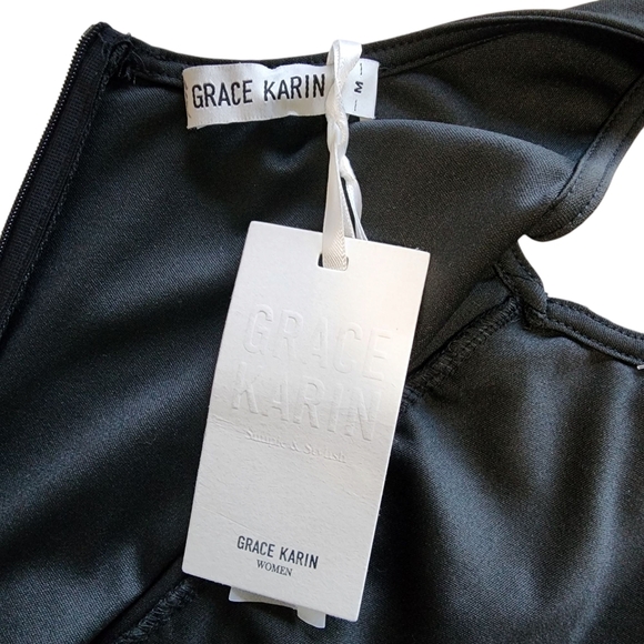 NWT Grace Karin Elegant Black Lace Top Mini Dress - Medium - Picture 9 of 11